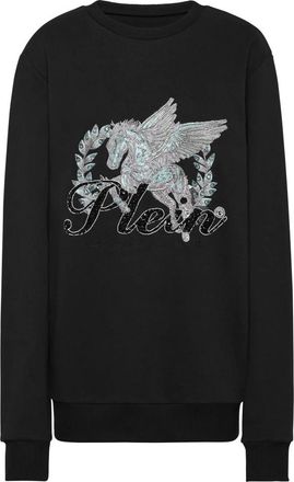 Philipp Plein Pullover Ronde Hals Marvelous - Dames - Sweatshirts - Zwart - S - Katoen - Hoodies & sweatvesten