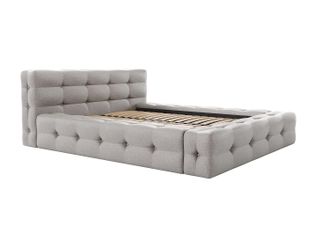 Vente-Unique Cama capiton&eacute; 160 x 200 cm - Tela jaspeada - Gris claro - LERUCO de Pascal Morabito