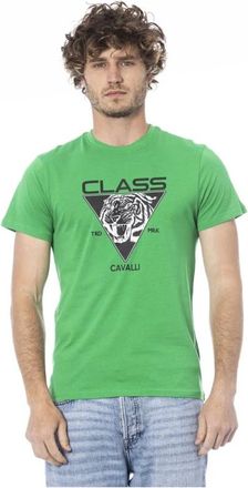 Cavalli Cotton T-Shirt - Heren - T-shirts - Groen - 2XL - Katoen - Tops