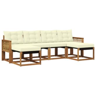 vidaXL Conjunto De Sof&aacute;s De Exterior Con Coj&iacute;n 6 Pcs Natural Y Crema Vidaxl