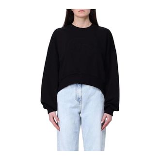 Elisabetta Franchi Geborduurde Logo Pullover Sweatshirt - Dames - Sweatshirts - Zwart - S - Katoen - Hoodies & sweatvesten