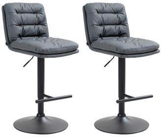 Clp Lote De 2 Taburetes De Bar Damar Imitaci&oacute;n Cuero Gris Negro