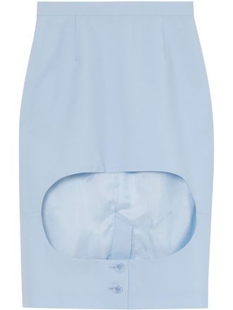 Burberry front cut-out pencil skirt - women - Cupro/Wool - 2 - Blue