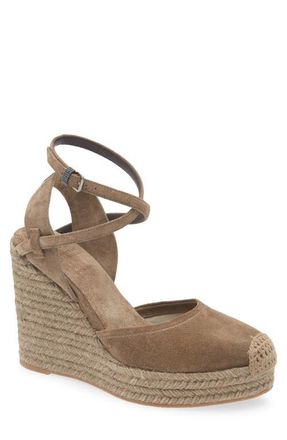 Brunello Cucinelli Espadrille Wedge Sandal in Brown at Nordstrom, Size 6.5Us