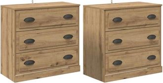 vidaXL Sideboards with Drawer 2 pcs Artisan Oak 70 x 35.5 x 67.5 cm vidaXL
