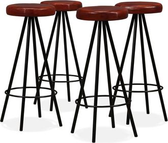 vidaXL Vidaxl - Taburetes De Barra De Cocina 4 Unidades Cuero Aut&eacute;ntico