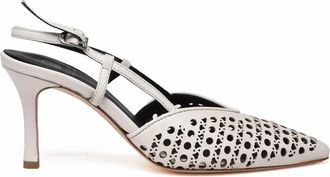 L'Arianna White Cut-Out Pointed Toe Leather Heels