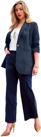 Roaman's Plus Size Relaxed Boyfriend Blazer in Navy at Nordstrom, Size 16