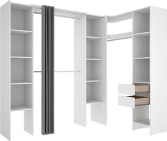 Dmora Guardaroba grande Bestone, Mobile camera da letto, Cabina armadio portabiti, Armadio appendiabiti, 234x141 h205 cm, Antracite e Rovere - Dmora