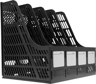 OEM Caja De Almacenamiento - 4 Compartimentos - Polipropileno - Para Documentos A4 - Escritorio - Negro - 26,2 X 25,8 X 31,1 Cm - 1 Unidad