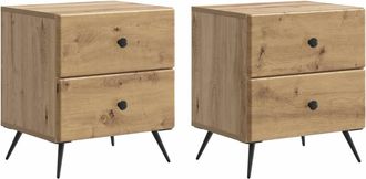 vidaXL Armario De Noche 2 Uds. Roble Artisan 43 X 34,5 X 47,5 Cm Vidaxl