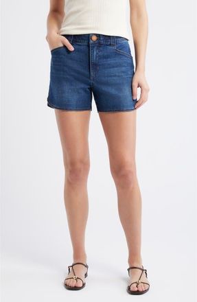 Wit & Wisdom Skyrise Dolphin Hem Denim Shorts in Indigo at Nordstrom, Size 00