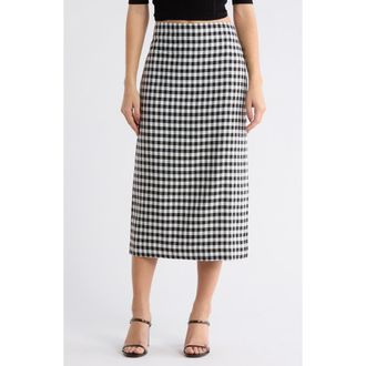 A.L.C. Phoebe Gingham Linen Blend Skirt in Black/Cream at Nordstrom Rack, Size 00