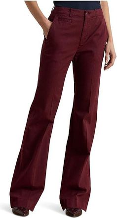 Lauren Ralph Lauren Stretch Cotton Chino Flare Pants Womens Clothing Dark Garnet : 12 31, Cotton/Elastane