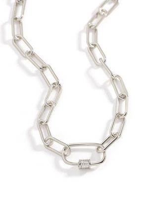 Mint & Lily Link Chain Necklace with Pave Carabiner Clasp in Silver at Nordstrom