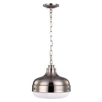 Loops 2 Bulb Ceiling Pendant Light Polished Nickel Finish Brushed Steel LED E27 75W