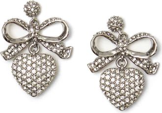 Clare Vivier Pav&eacute; Crystal Heart Drop Earrings in Silver at Nordstrom Rack