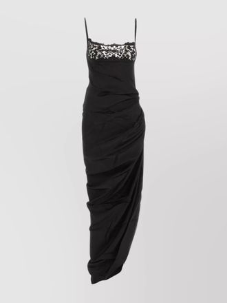 Jacquemus viscose floral-embroidered asymmetric draped maxi dress