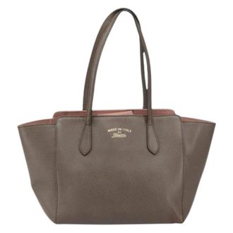 Gucci Pre-owned Tote Bags, female, Gray, Size: ONE SIZE Pre-owned Leather Tote Bag