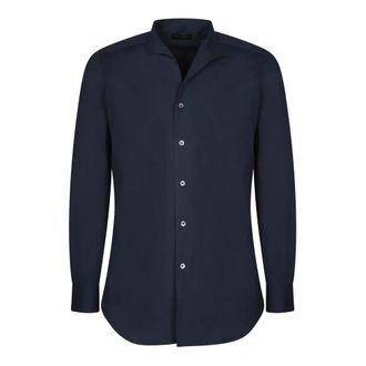 Dell'Oglio Blauwe Stijlvolle Overhemden - Heren - Casual Overhemden - Blauw - 4XL - Overhemden
