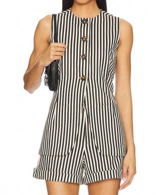 Simon Miller Del Mar Linen Vest In Black/macadamia