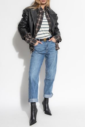 Rag & Bone T-shirt With A Striped Pattern, Womens, Cream