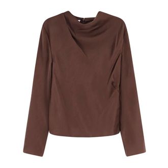 Vince Blusa con cuello drapeado - Blouses & Shirts - Mujer - Marr&oacute;n - M