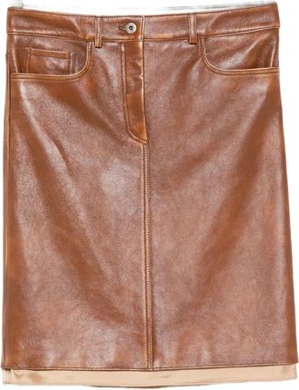 Miu Miu Gonna midi in pelle - Marrone