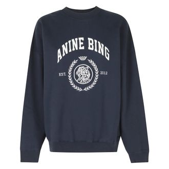 Anine Bing Miles Sweatshirt Collegiate - Dames - Sweatshirts & Hoodies - Blauw - Maat: S Katoen