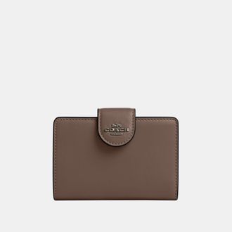 Coach Womens Smooth Leather Medium Corner Zip Wallet - Grey - One Size