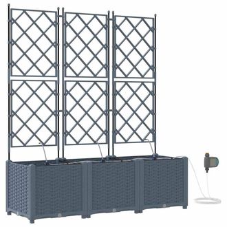 Berkfield Home Garden Planters with Water Irrigation System 3 pcs Light Grey