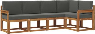 vidaXL Conjunto De Sof&aacute;s De Exterior 5 Uds. Natural Y Antracita Vidaxl