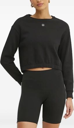 A|X Armani Exchange Felpa crop con placca logo - Nero