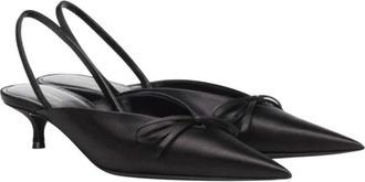 Balenciaga Black Satin 40mm Knife Slingback Mules Size 39