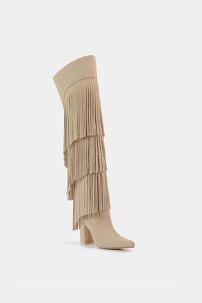 Dante Fringe Leather Tall Boots Vespa in Beige at Nordstrom, Size 8