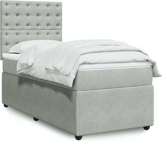 vidaXL Cama Box Spring Con Colch&oacute;n Terciopelo Gris Claro 90x190 Cm Vidaxl