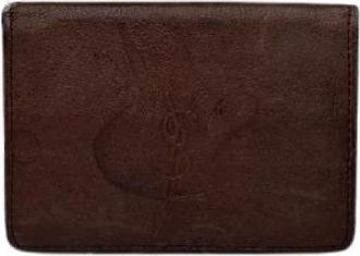 Saint Laurent Tweedehands leren portemonnees - Dames - Vintage Accessoires - Bruin - ONE Size - Vintage
