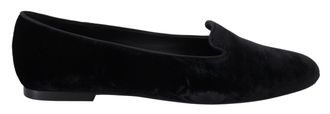 Dolce & Gabbana Womens Velvet Slip-On Flat Black Silk Viscose