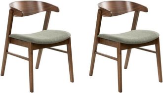 Beliani Set of 2 Dining Chairs LILLY Dark Brown/ Green