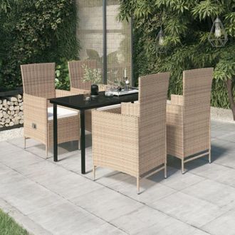 vidaXL Juego De Comedor De Jard&iacute;n 5 Piezas Con Cojines Beige Vidaxl