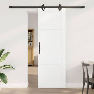 vidaXL Puerta Deslizante Vidaxl Con Juego De Herrajes Blanca 73.5x211 Cm De Madera S&oacute;lida De Pino