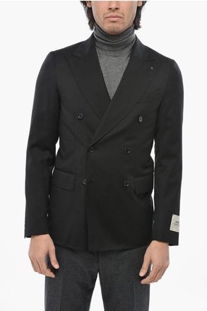 Corneliani CC COLLECTION Virgin Wool Double Breasted Blazer with Peak L size 50