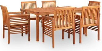 vidaXL Set Comedor De Jard&iacute;n 7 Pzas Y Cojines Madera Maciza De Acacia Vidaxl