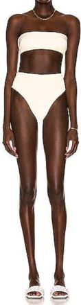 Haight Ribbed High Leg Hotpants Bikini Bottom In White Clay