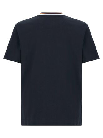 Fendi FF-Embroidered Crewneck T-Shirt - navy