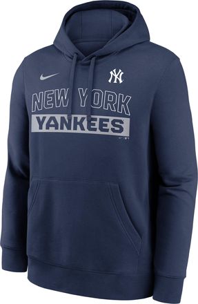 Nike New York Yankees Club Nike Mens MLB Pullover Hoodie in Blue | NKDK44BNK-2VW