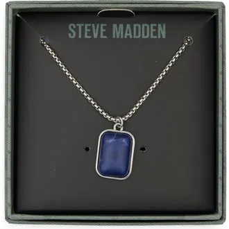 Steve Madden Lapis Pendant Necklace in Silver/Topaz at Nordstrom Rack