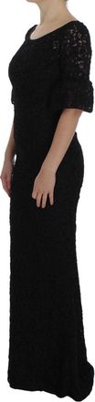 Dolce & Gabbana Womens Black Floral Lace Long Bodycon Maxi Dress Polyester