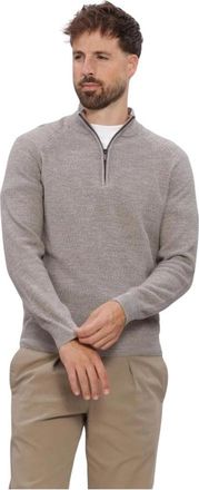 Gentiluomo Turtle Zip LS - Heren - Ronde hals truien - Beige - M - Truien & Vesten