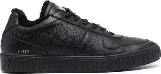 Philipp Plein Zwarte leren lo-top sneakers - Heren - Sneakers - Zwart - 46 EU - Leer - Schoenen